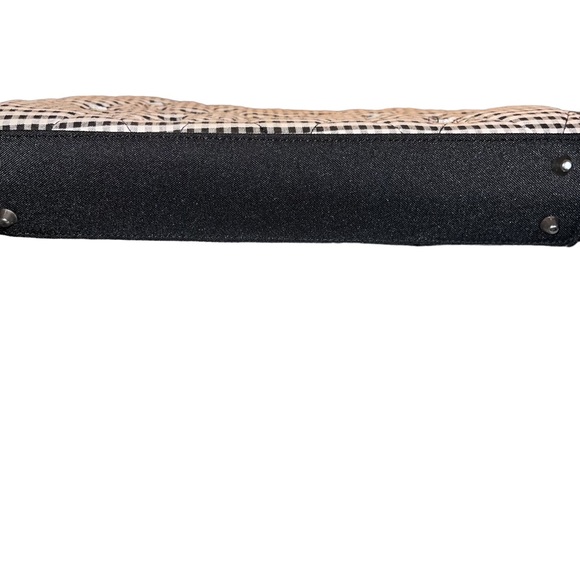 Women’s Black and White Check Snowman Shoulder Bag Quilted Outer Zipper Closure - Picture 5 of 9